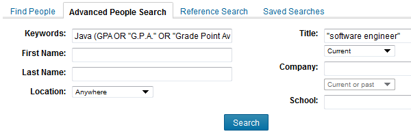 Example of LinkedIn top student / high GPA search