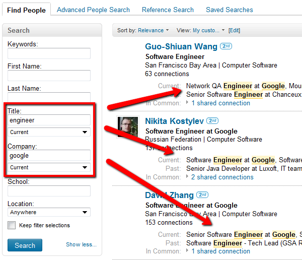 LinkedIn Advanced Search Operators Example Search 1