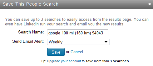 Searching LinkedIn with Saved search agents