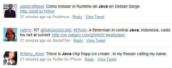 Semantic search example using Twitter and Java
