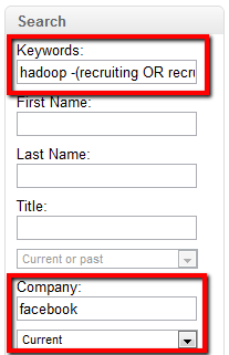LinkedIn supports the minus sign as the NOT operator on parenthetical OR statements