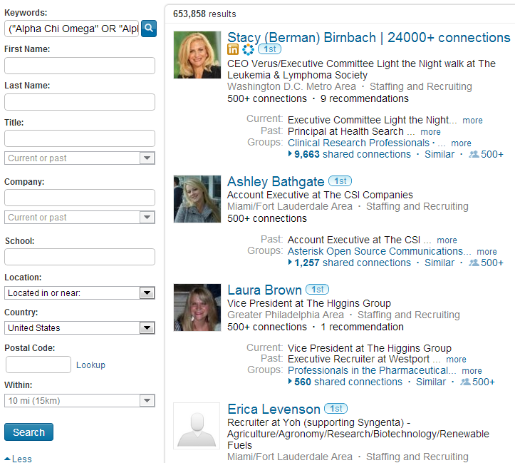 Diversity sourcing Boolean search string for sororities