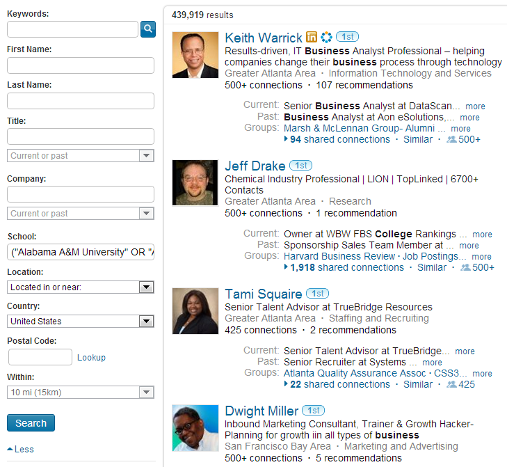 Diversity sourcing Boolean search string for LinkedIn searching for all of the Historically Black Colleges and Universities (HCBU's) in the education field
